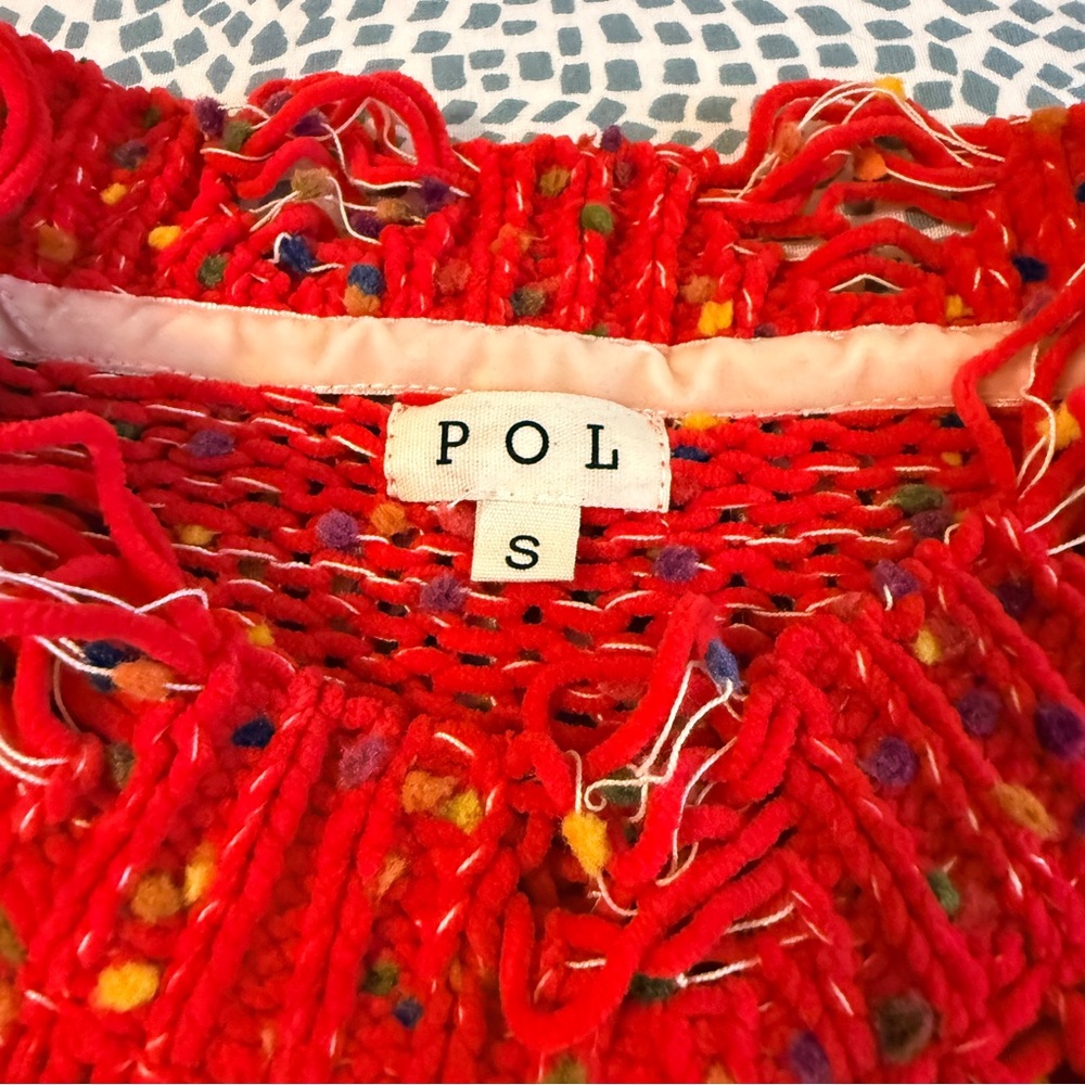 POL | Vibrant Red Distressed Oversized Sweater - Picture 9 of 9